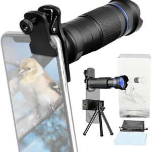 Andoer 36X Telephoto Lens Kit with Mini Tripod, Phone Clip, Holder, Lens Bag, Cleaning Cloth for Hiking, Camping, Wildlife Observation, Moon, Sports, Game, Concert Watching